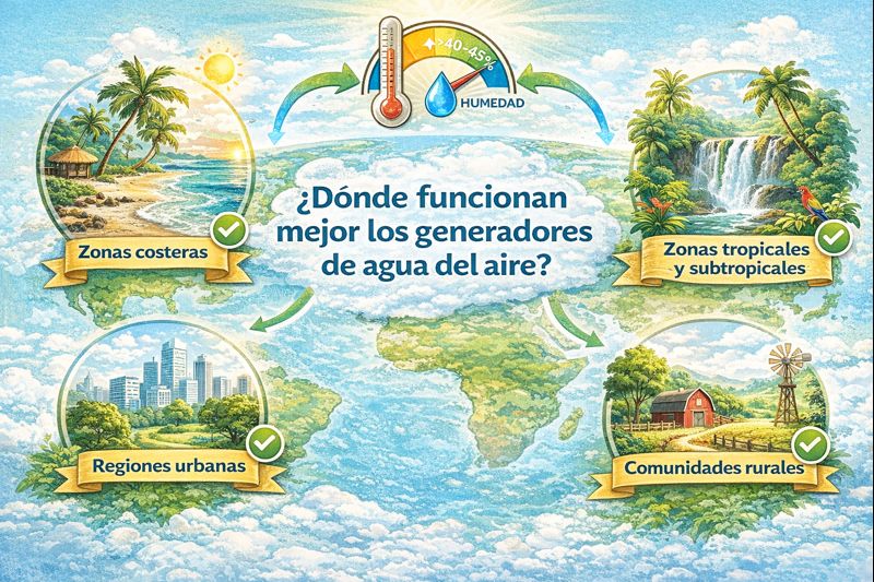 Ambiente con humedad ideal para generación de agua atmosférica